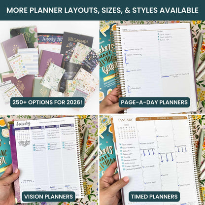 bloom daily planners 2026 Planner (January to December) - 8.5” x 11” Weekly & Monthly Dated Agenda Organizer Book with Stickers & Tabs - Flexible Soft Cover - Garden Party, Beige