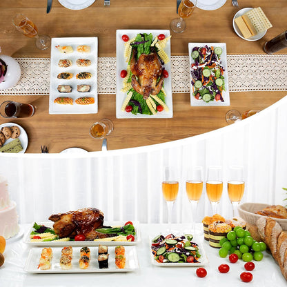 Kassel Ceramic Serving Platter Set | 16”/14”/12” Rectangular Serving Trays for Entertaining at Parties and Weddings | Oven Safe Extra Large Serving Trays for Tacos, Steak, and Cake