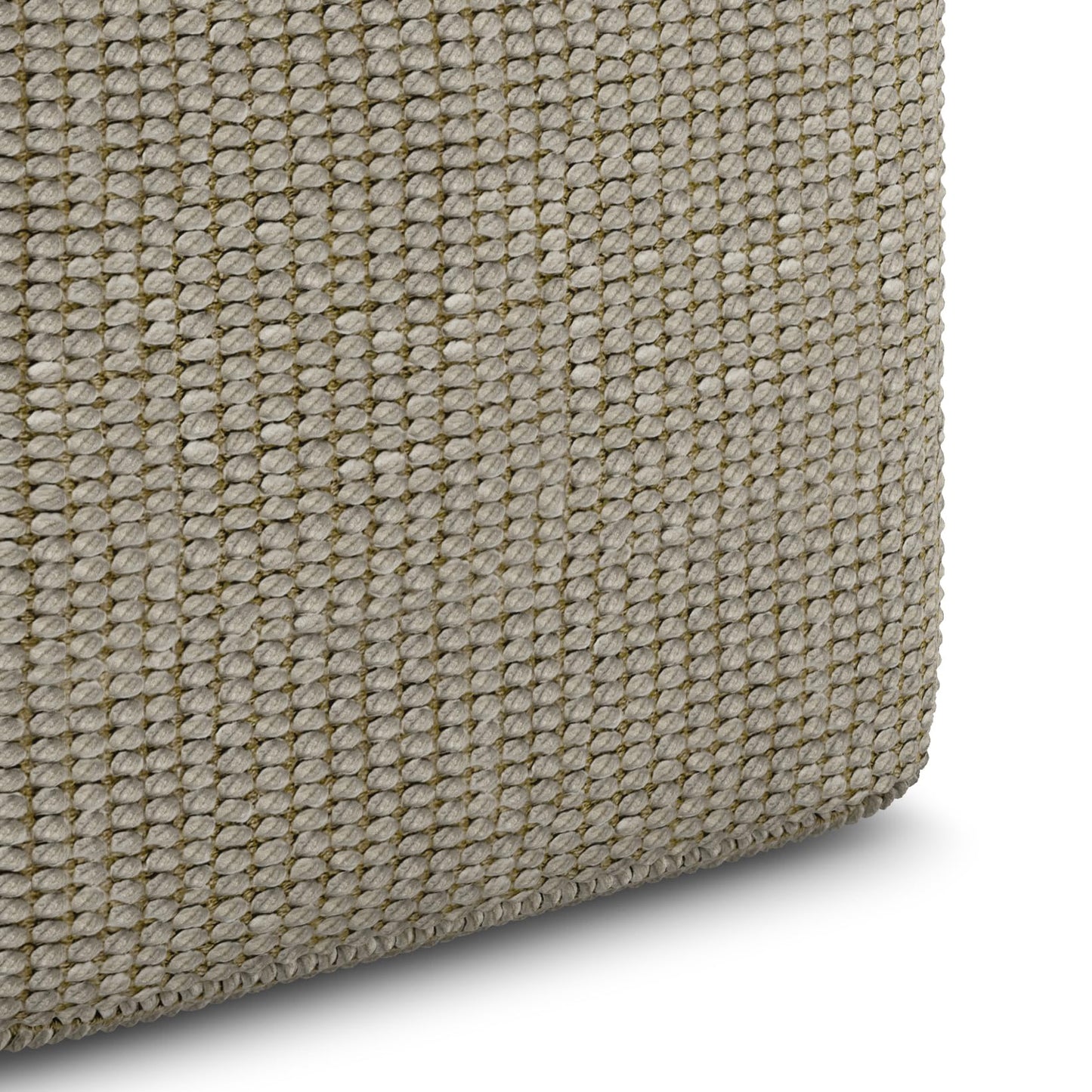 SIMPLIHOME Zelma Square Pouf – 18 inch Wide Upholstered PET Polyester Ottoman in Cream and Natural, Boho Indoor/Outdoor Footstool or Extra Seating for Living Room, Bedroom, or Patio, Assembled