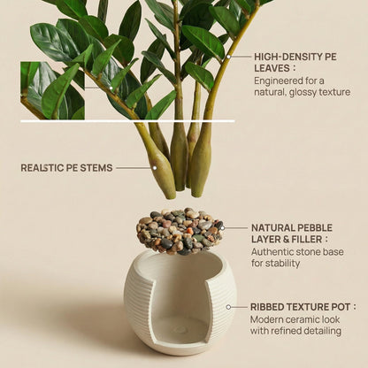 TentoWhan（2Packs Faux Plants Indoor 17" Artificial ZZ Plants in White Pot Fake Potted Zamioculcas Silk Plants for Home Table Decor Bedroom Aesthetic
