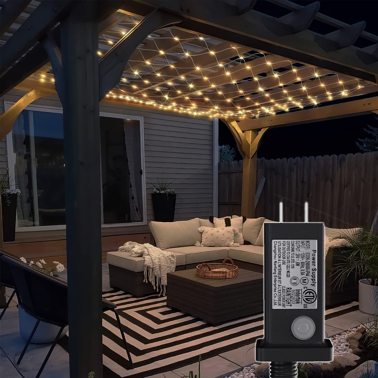Eueasy LED Lights Outdoor Fairy Lights Chandelier - 270L Gazebo Net Lights with 8 Lighting Modes, 10×10 FT Chandelier for Pergolas，Wedding, Bush, Christmas