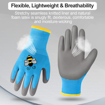 Yumoin 18 Pairs Kids Gardening Gloves Children Garden Glove Foam Rubber Coated Yard Work Gloves for Kids Toddlers Youth Boys Girls (Medium (Age 6-8))