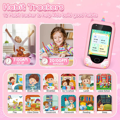 Gocina Kids Phone for Girls Age 3-10 - Toddler Smart Phone Toys with Touchscreen, Dual Cameras, Learning, Perfect Christmas Birthday Gift with 32G SD Card