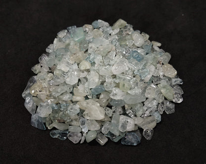 Crushed Aquamarine Pre Drilled Crystal Chips Beads for Bracelets Making, DIY Handmade Natural Healing Crystals (25 Inch Strand)