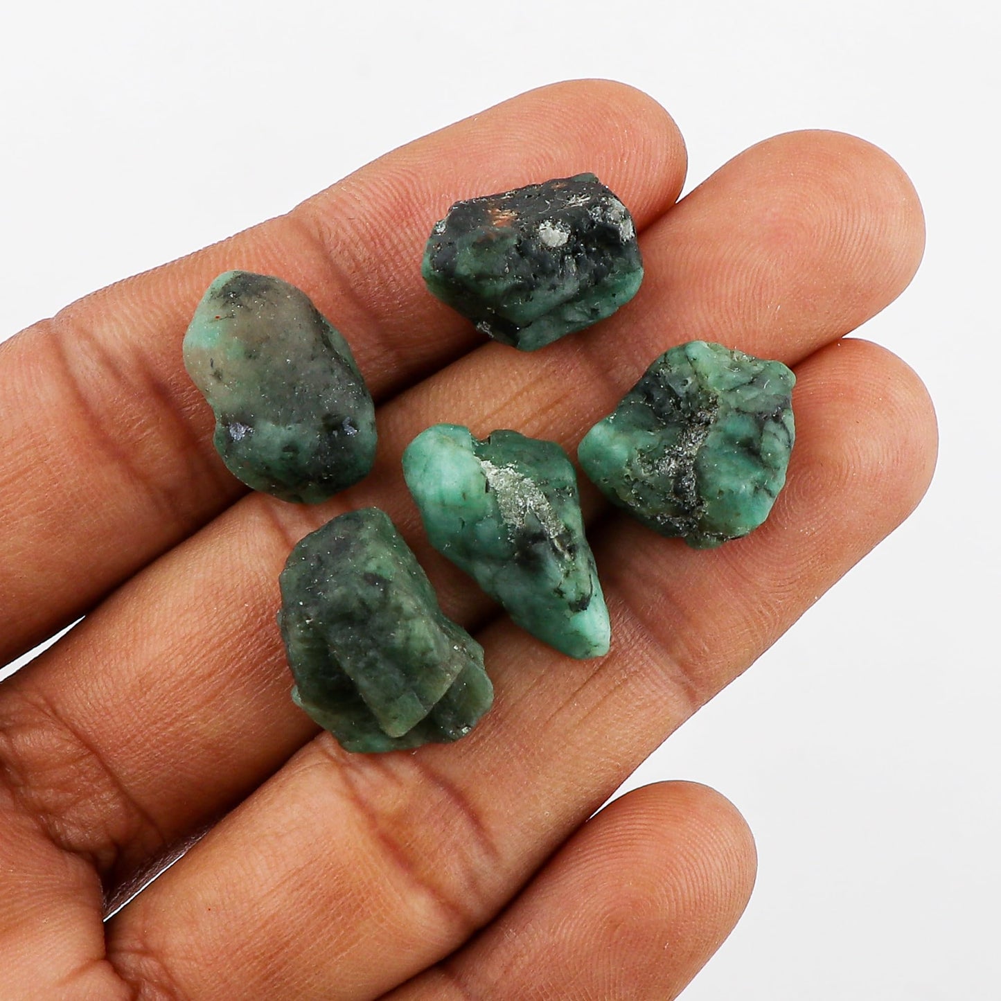 CRYSTALINES 5pcs Natural Raw Emerald Gemstones, Wholesale Rock Stones, DIY Jewelry Making, Rough Supply, Mined from Brazil, Chakra & Healing Crystals, Loose Bulk Lot, May Birthstone