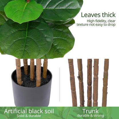Yepdin 2 Pack Fiddle Leaf Fig Tree - Artificial Ficus Tree with Tall Artificial Plants Large 69 Fiddle Leaves -Fake Trees for Indoor Outdoor Home Decor Living Room