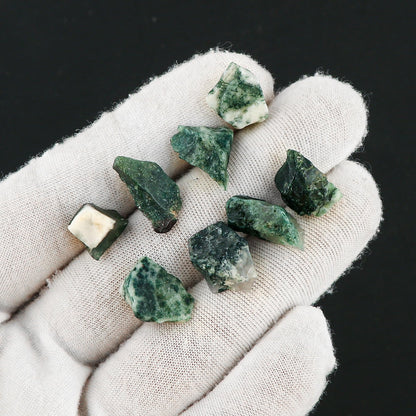 CRYSTALIS 100cts Natural Moss-Agate Polished Raw Crystals, Loose Gemstone Wholesale Bulk Rough Jewelry Making Supply, Chakra And Healing Raw Stones, Wire Wrapping, DIY, Tumbling, Gem Collection