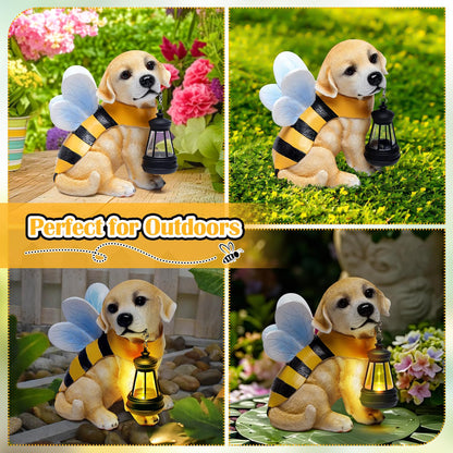 Aclema Solar Garden Statue - Honeybee Dog Figurine with LED Lantern, Resin Outdoor Decor for Patio, Lawn & Yard, Garden Art, Ideal Gift for Mom, Grandma, Housewarming