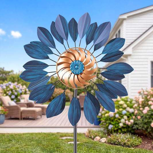 Homdox 84 Inch Kinetic Wind Spinner for Yard and Garden, Large Metal Wind Sculpture Outside Patio Decor 360 Degree Rotation with Adjustable Height, Housewarming Gift for Backyard Landscape Lawn Art