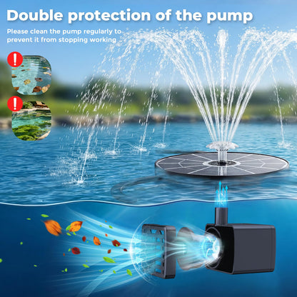 AISITIN 3.7W Solar Bird Bath Fountain Upgraded 6.3" Solar Glass Panel, Solar Powered Fountain Pump with Integrated Bracket & Storage for Bird Bath, Pond, Garden, Aquarium and Outdoor