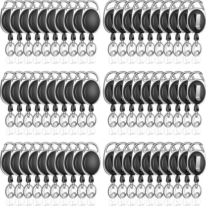 60 Pack Retractable ID Badge Holder Badge Reel with Carabiner and Belt Clip Badge Reels Retractable with Key Chain for Office Worker Doctor Nurse