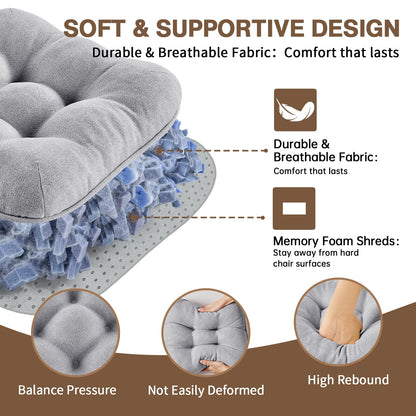 BETU Chair Cushions for Dining Chairs Set of 2,3.5" Thick Kitchen Table Chair Pads with Ties,Non Slip Backing and Covers, Seat Cushion for Dining Room,Bar,Patio Chairs,15.5"X15.5"X3.5",Light Grey