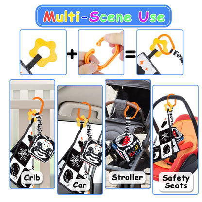 KUANGO 3 PCS Black and White High Contrast Baby Toys Newborn Toys 0-6 Months, Visual Stimulation Sensory Soft Book, Infant Tummy Time Toys 0-3-6 Months Baby Gifts