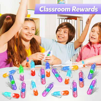 260 PCS Pop Keychain Bulk Party Favors,Fidget Toys for Kids Bulk Mini Pop Keychain Sensory Toys Stocking Pinata Stuffers Birthday Classroom Prizes Toddler Fidget Pack Stress Relief Toys
