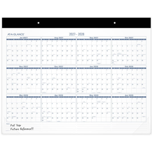 AT-A-GLANCE Desk Calendar 2026-2027 Planning Pad, Academic 12-Month July-June, Monthly, 21-3/4" x 17" Standard, Easy-to-Read, Unruled Daily Blocks (SKLPAY32)