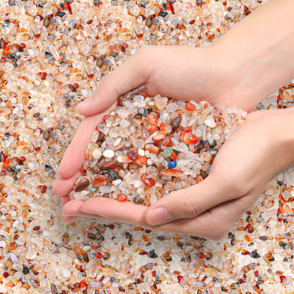 T4U Crystal Chips Stone Crushed Quartz Glass 1LB - Carnelian Tumbled Gravel Small Decorative Pebbles Bulk, Mini Polished Rocks Pieces for Crafts, Vases Filler, Succulent Plants, Aquarium Gravel Rocks