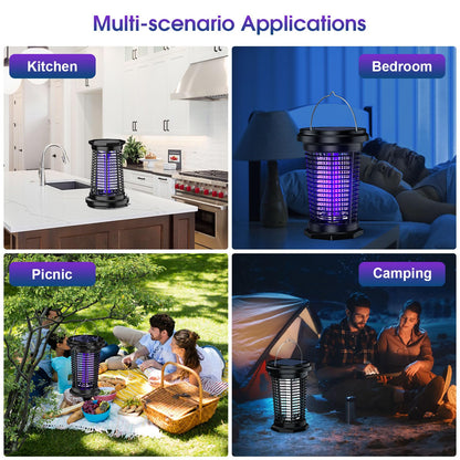 PALONE Bug Zapper for Outdoor & Indoor, USB Rechargeable Solar Bug Zapper with 5.5W Solar Power, Electric Fly Traps, Insect Zapper for Patio, Backyard, Garden, Camping