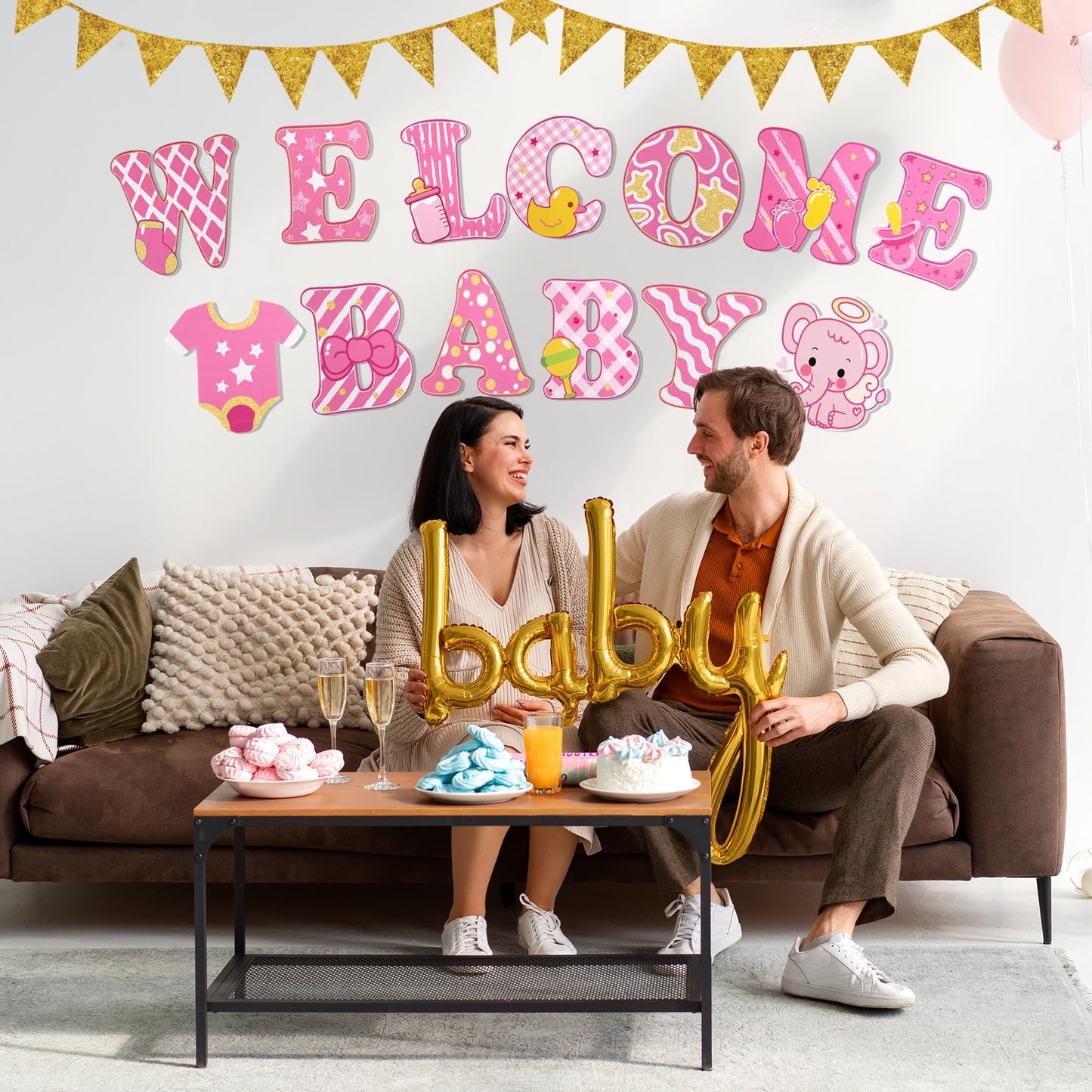 13 Pcs Baby Shower Yard Sign with Stakes, 12 Inch Its A Girl Lawn Garden Sign Gender Reveal Outdoor Decoration Welcome Home Baby Girl Party Supplies (Pink)