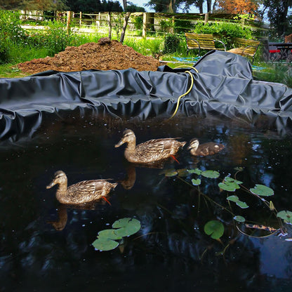 ALDMIO 10x15 ft Pond Liner, HDPE Thickness Fish Pond Liners for Outdoor Ponds, Ponds Liner for Waterfall, Fish or Koi, Streams Fountains