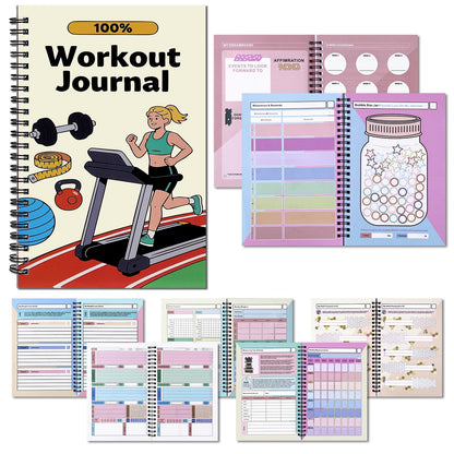 Fitness Journal - Food Journal for Women & Men Planner Log Book, Workout Journal for Track Weight Loss, Muscle Gain, Home Gym Exercise, Daily Nutrition, 5.8 x 8.2"