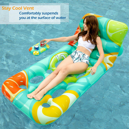 Jasonwell Inflatable Pool Float Adult - Pool Floaties Lounger Floats Floating Chair Raft with Adjustable Backrest Cup Holders Water Floaty Lake Lounge Tanning Floats Beach Party Toys for Adults Fruit