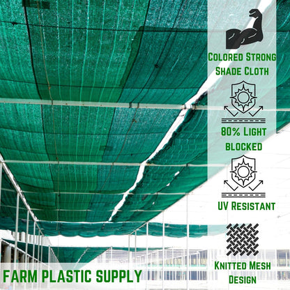 Farm Plastic Supply - 80% Green Shade Cloth Hemmed and Grommeted - Mesh Fabric for Fence Privacy Screen, Garden Shade, Shade Cloth Rolls, Wind Screen (6' x 10')