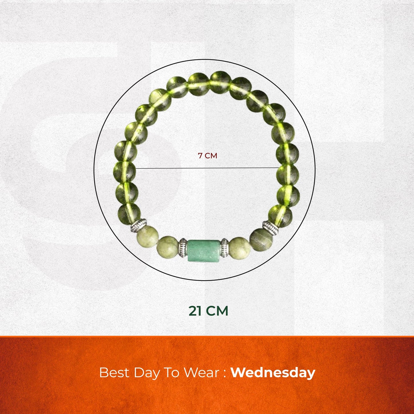Divine Hindu Green Agate Stone Bracelet for Kanya Rashi (Virgo) | Certified Crystal Healing Bracelet for Reiki, Chakra Balancing, Astrology, Meditation, Men & Women.