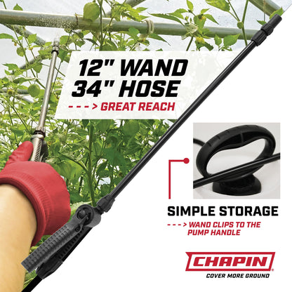 Chapin 20024 Pump Sprayer, 2‑Gallon, Lawn & Garden, Translucent Poly Tank, Funnel‑Top, SureSpray, Adjustable Cone Nozzle & 34" Hose for Fertilizer, Weed & Pest Application, Pack of 2