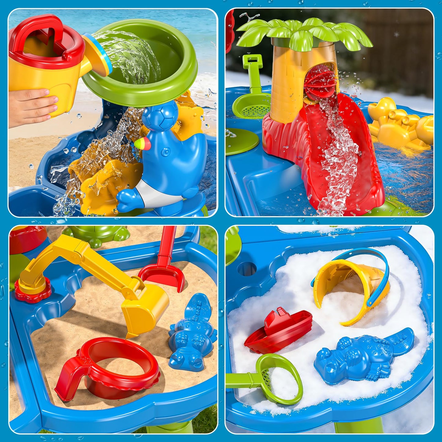 Guminnara Water Table for Toddlers 3-5 Years Kids Ages 4-8, 4 in 1 Kids Summer Activity Sensory Play Outdoor Beach Backyard Sand Water Table Toys for Toddlers, Birthday Toys Gift for Boys Girls