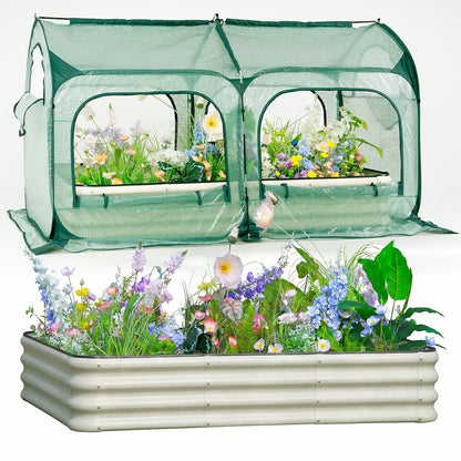 Pop up Tunnel Greenhouse Cover Plant Tent with 4x2FT Riased Garden Bed Set ,Raised Planter Box
