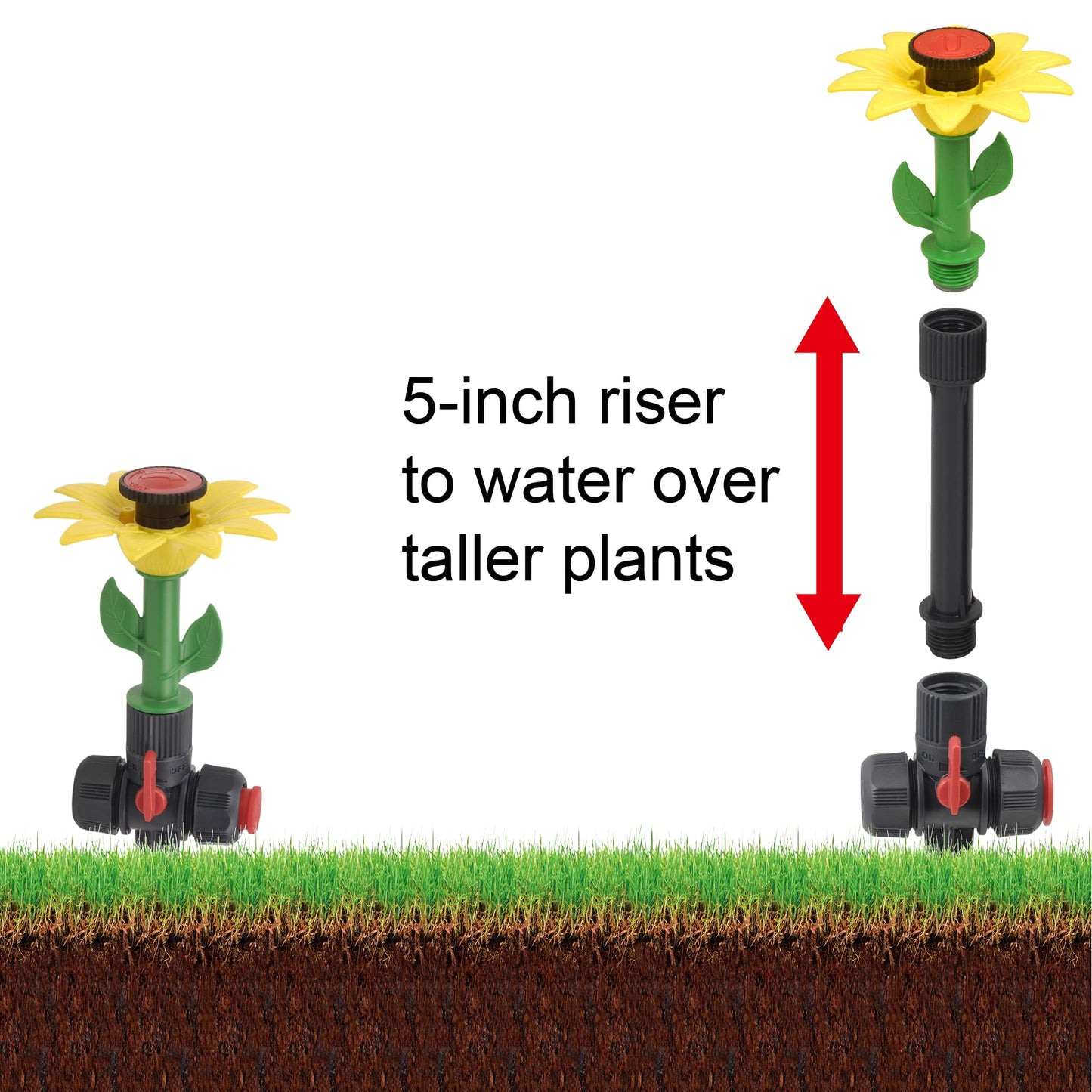 Eden 97065 Daisy Above-Ground 50 Ft Garden Hose and Sprinkler System, DIY Plant Watering Set