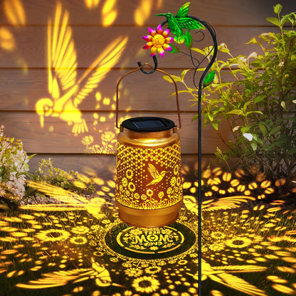 Mothers Day Gifts Solar Lanterns Outdoor Waterproof Hummingbird with Shepherd Hook,Hummingbird Garden Decor Birthday Gifts for Women Mom,Hanging Solar Lights Metal Bird Decorative for Yard,Patio,Porch