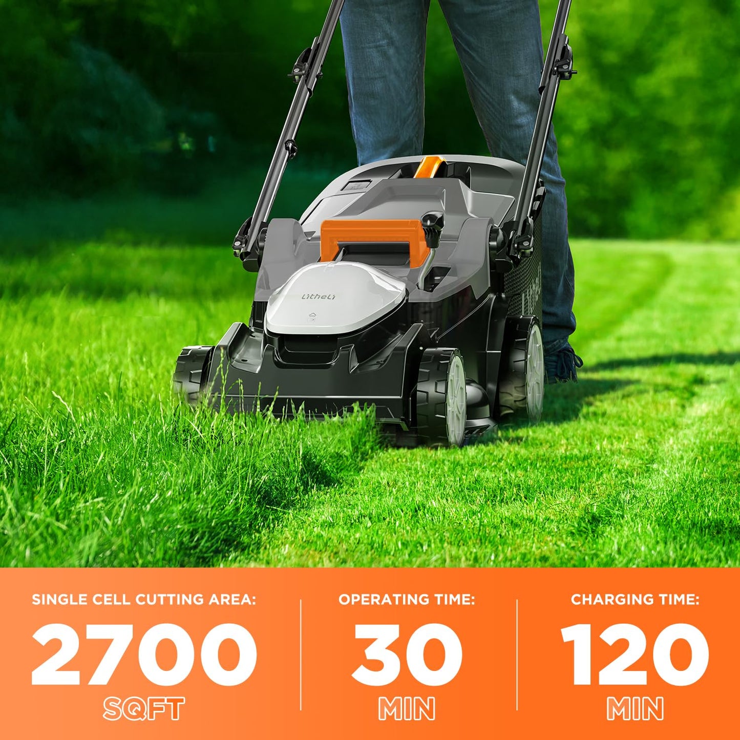 Litheli 40V (2 x 20V) 16.6" Electric Lawn Mower Cordless, Walk Behind Lawn Mower with 6-Height Adjust, Portable & Lightweight Push Battery Powered Lawn Mower (2 * 4.0AH Batteries Included)
