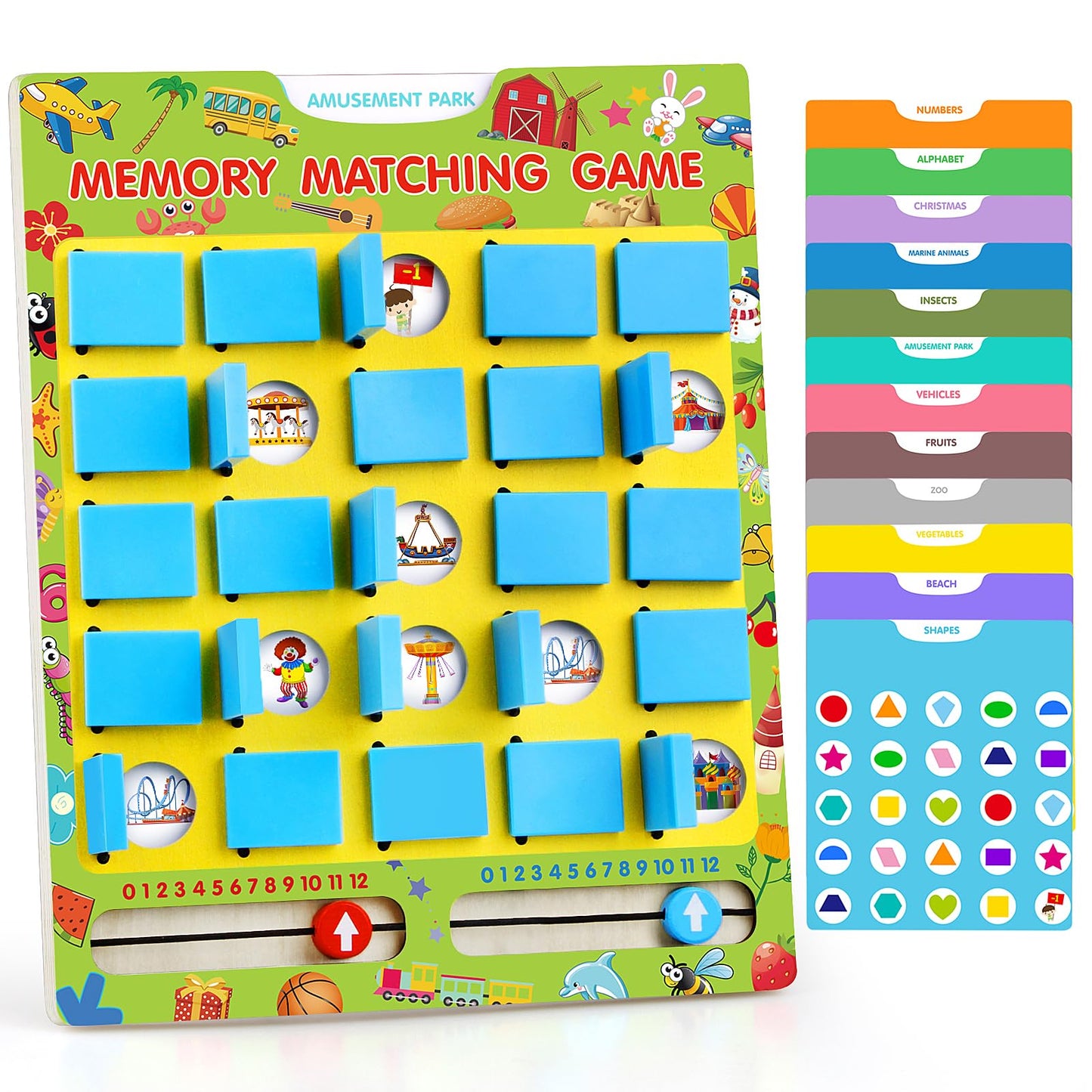 Vinlon Matching Memory Game for Kids Ages 4-8, Flip to Win Board Games Travel Toys Parlor Games for 3 4 5 6 7 8 Years Old, Road Trip Essentials, Airplane, Car Activity Easter Basket Stuffers