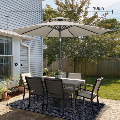 AckMizz 9ft Outdoor Patio Umbrella - 2-Tier Table Umbrella Waterprool UV Protection, Sombrillas de Patio with Push Button Tilt, Sun Umbrella for Pool, Porch, Garden, Backyard (Taupe)