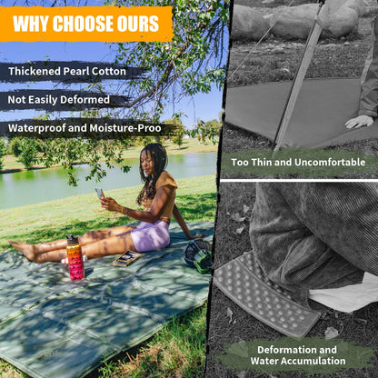 AYAMAYA Foam Sleeping Pad for Camping - Foldable Camping Mattress for 3 4 Person, Extra Thick Waterproof Tent Footprint Inner Camping Mat for Outdoor Backpacking Hiking Picnic Camping