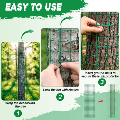 ElaraBerry 12 Pack 60" Metal Tree Trunk Protectors Heavy Duty Mesh Tree Guards Expandable Trunk Protector Guard with Zip Ties, Stakes & Gloves for Saplings, Trees, Gardens and Landscapes