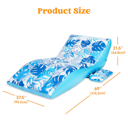SLOOSH Inflatable Pool Floats Adult - Extreme Comfort Pool Lounge Chair with Detachable Cup Holder, Heavy Duty Lounger Floating Recliner Blow Up Floaties Water Floaty Lake Beach Tanning Float (Blue)