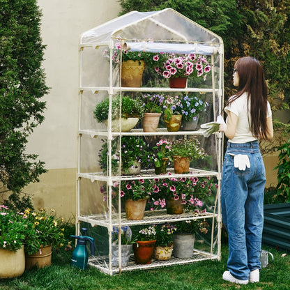 Purlyu Garden 50% Extra Wide Mini Greenhouse 5 Tier Portable Plant Green House 40 in Wide -Sturdy Gardening Shelves with PE Cover & Roll-Up Zipper Door-19″W. x 40″L. x63″H(PLGH1005OWP)