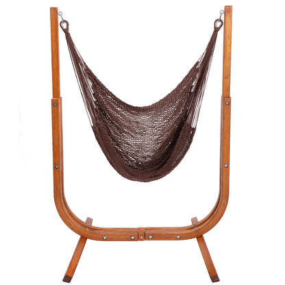 SANIWERKE® Hammock Chair with Stand, Caribbean Hammock Chair and Laminated Wooden Stand Combo, Sturdy Design, 400LBS Capacity, 70x50Inches, Jumbo Haven Lounger for Indoor Outdoor (Rich Mocha)