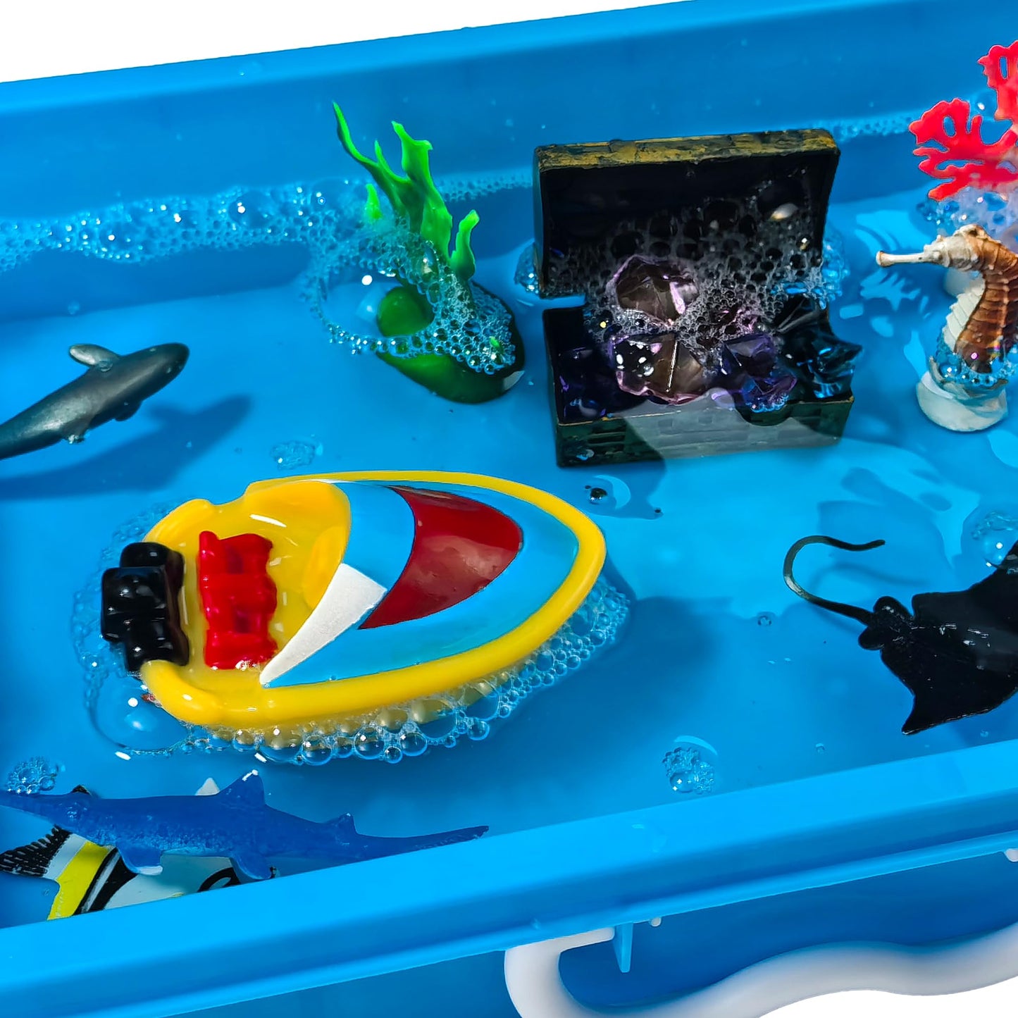 AGENTLAN Ocean Sensory Bin, Ocean Sensory Water Toys with Sea Animal for Toddlers Boys and Girls, Kids Toys Gift Sand Box for Age 3 4 5 6 7 8