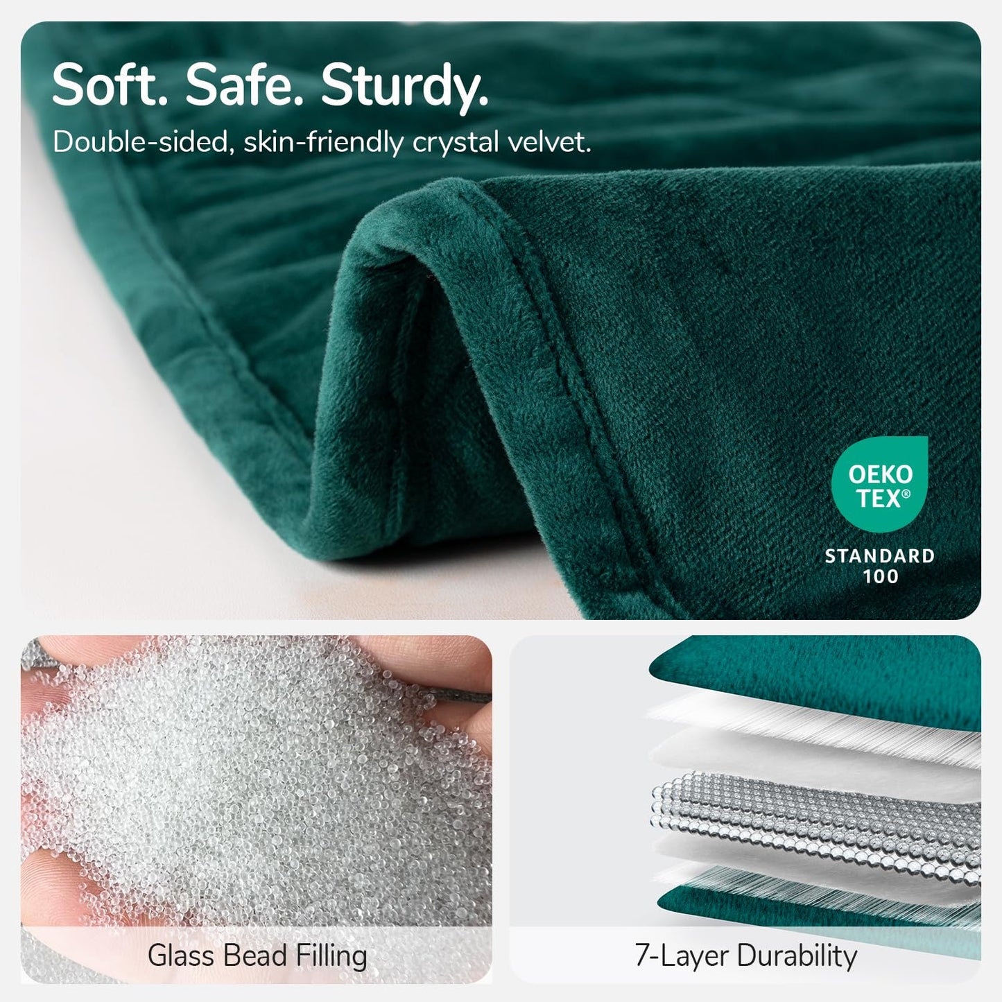 Kaisa Weighted Blanket for Adults (10 lbs, 60" x 78"), Soft Heavy Blanket Machine Washable, Queen Size Weighted Blankets with Glass Beads for Stress Relief and Sleep Promotion,Green