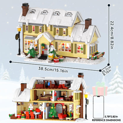 Premium Christmas Holiday House Building Set with LED Light, 2046 PCS DIY Christmas Vacation Snow Village Kit, Collectible Decor for Adults & Family, for Christmas/Birthday Party