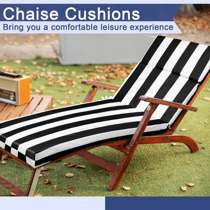 SmoothNovelty 1 Pcs Indoor Outdoor Chaise Lounge Cushions Sponge Bench Outdoor Furniture Chaise Cushions Patio Chair Furniture Replacement (Black White Stripes)