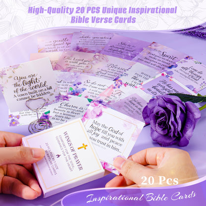 12PCS Christian Gifts For Women Faith - Inspirational Religious Birthday Gifts, Purple Spiritual Baptism Baskets For Mom, Grandma, Wife, Mothers, Friend, Sister,Catholic&Encouragement Birthday Gift