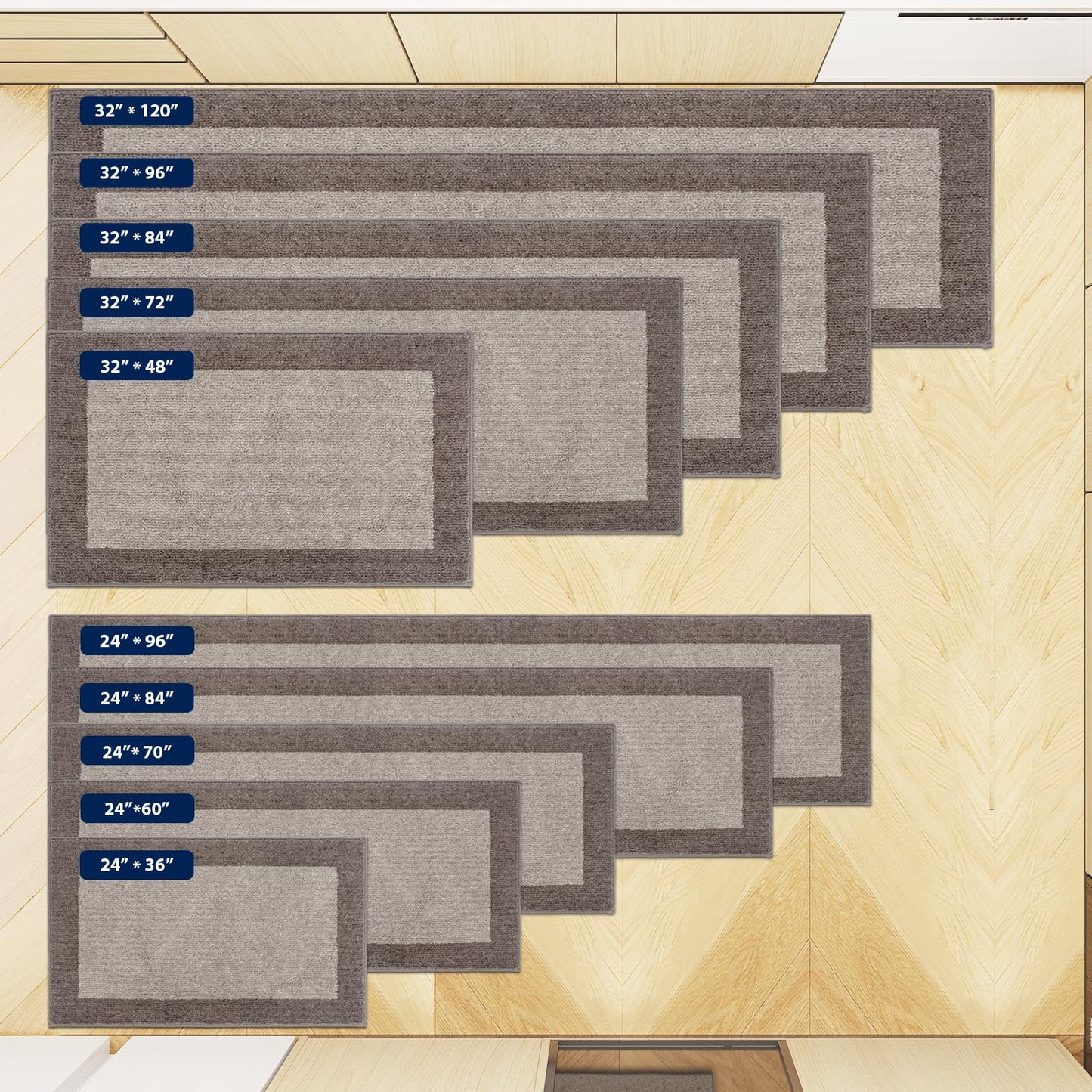 DOMUSTEX Machine Washable Kitchen Rug 32" x 84", Non Slip Kitchen Mat for Floor, Absorbent Entrance Runner Rug for Bedroom, Hallway, Bathroom, Door (Roll Packing)