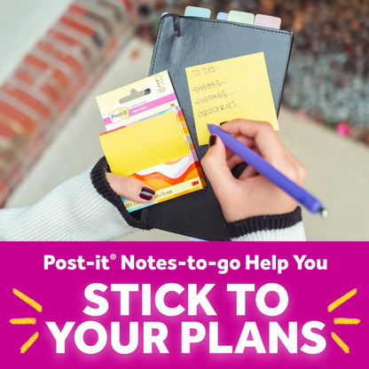 Post-it Super Sticky Notes-to-go Pop-Up Notes, 3 in. x 3 in., 6 Dispensers with 540 Total Pastel Sticky Notes in Citron Yellow Color, Great for School, Office, Classroom, or Home