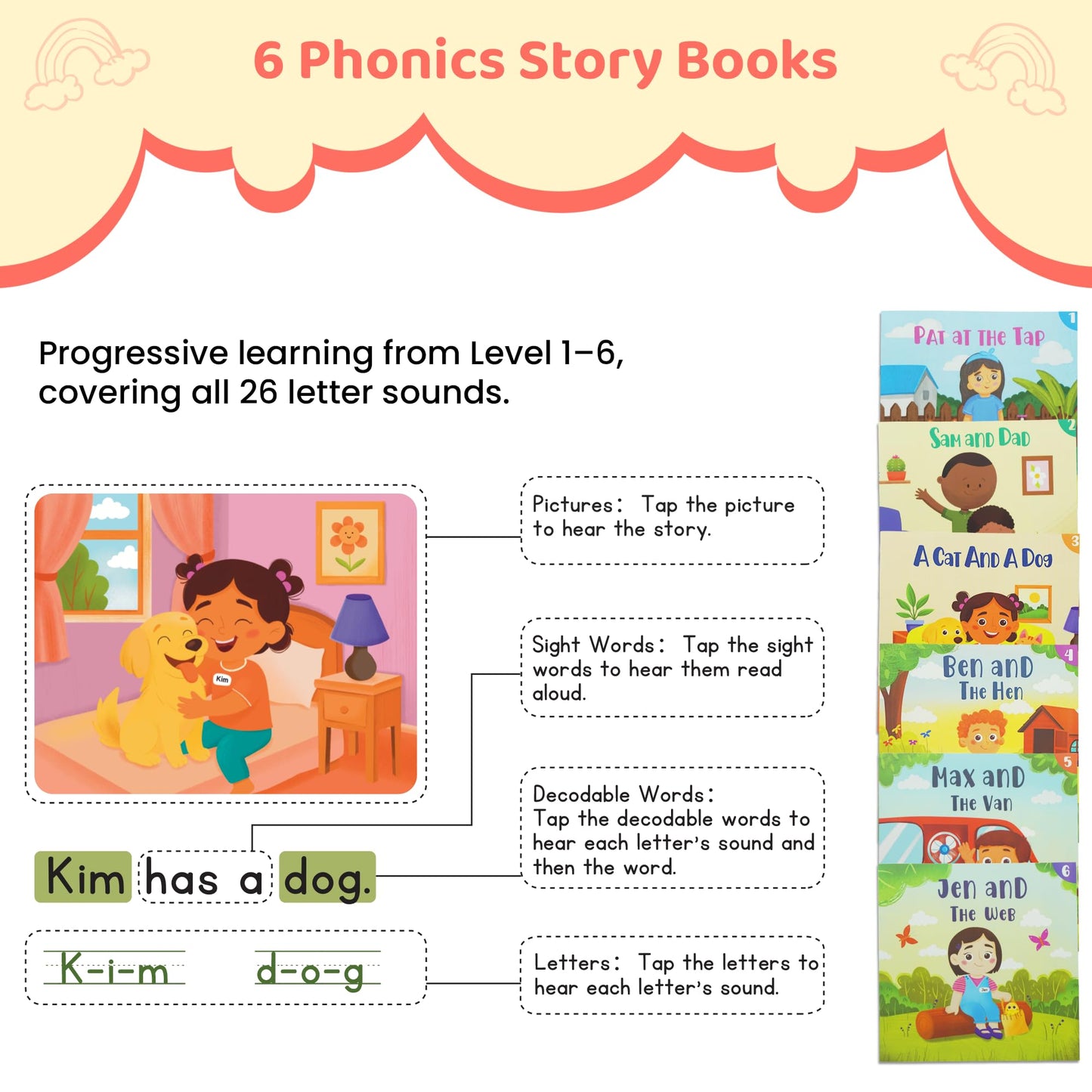 QuTZ Talking Pen Book Set, Learn to Read Sound Books, Learning Toys with 8 Tap to Read Books, 600+ Words & Fun Facts, 6 Phonics Story Books, 700+ Games, Educational Toy for Kids 3+ (Paperback Version)