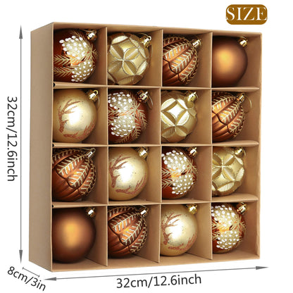 Valery Madelyn Luxurious Copper Gold Christmas Ball Ornaments, Shatterproof Christmas Tree Ornaments for Xmas Decoration (2 Items Bundle