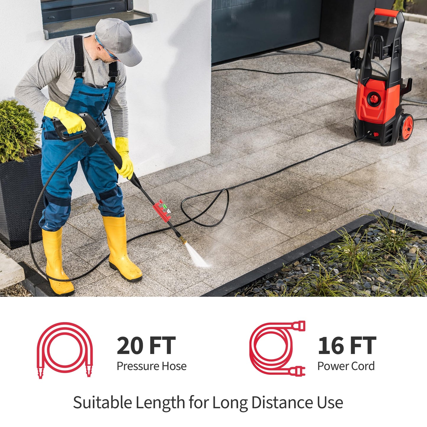 Electric Pressure Washer, 2.5 GPM Power Washer with 4 Quick Connect Nozzles & Foam Cannon, Portable High Pressure Washer Cleaning Machine for Cars Fences Driveways Patios